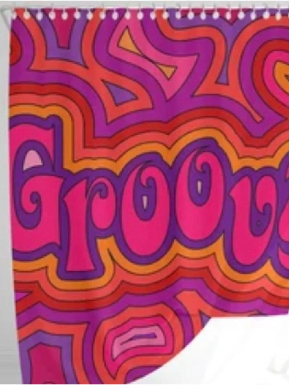 Groovy Retro Shower Curtain — Bold Pink & Purple